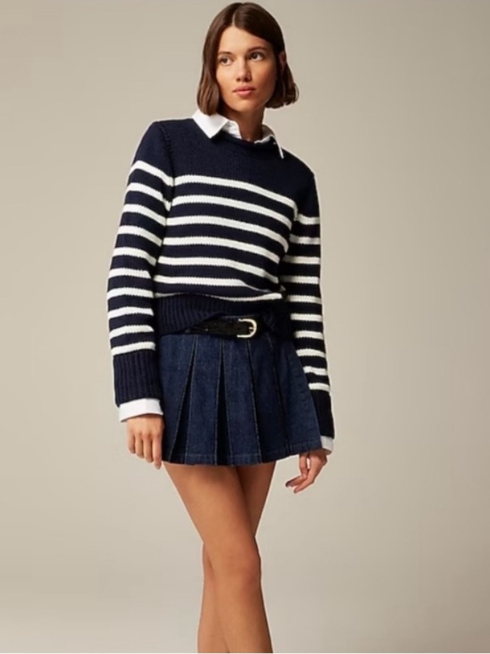 J. Crew Heritage Navy & White Striped Turtleneck Sweater